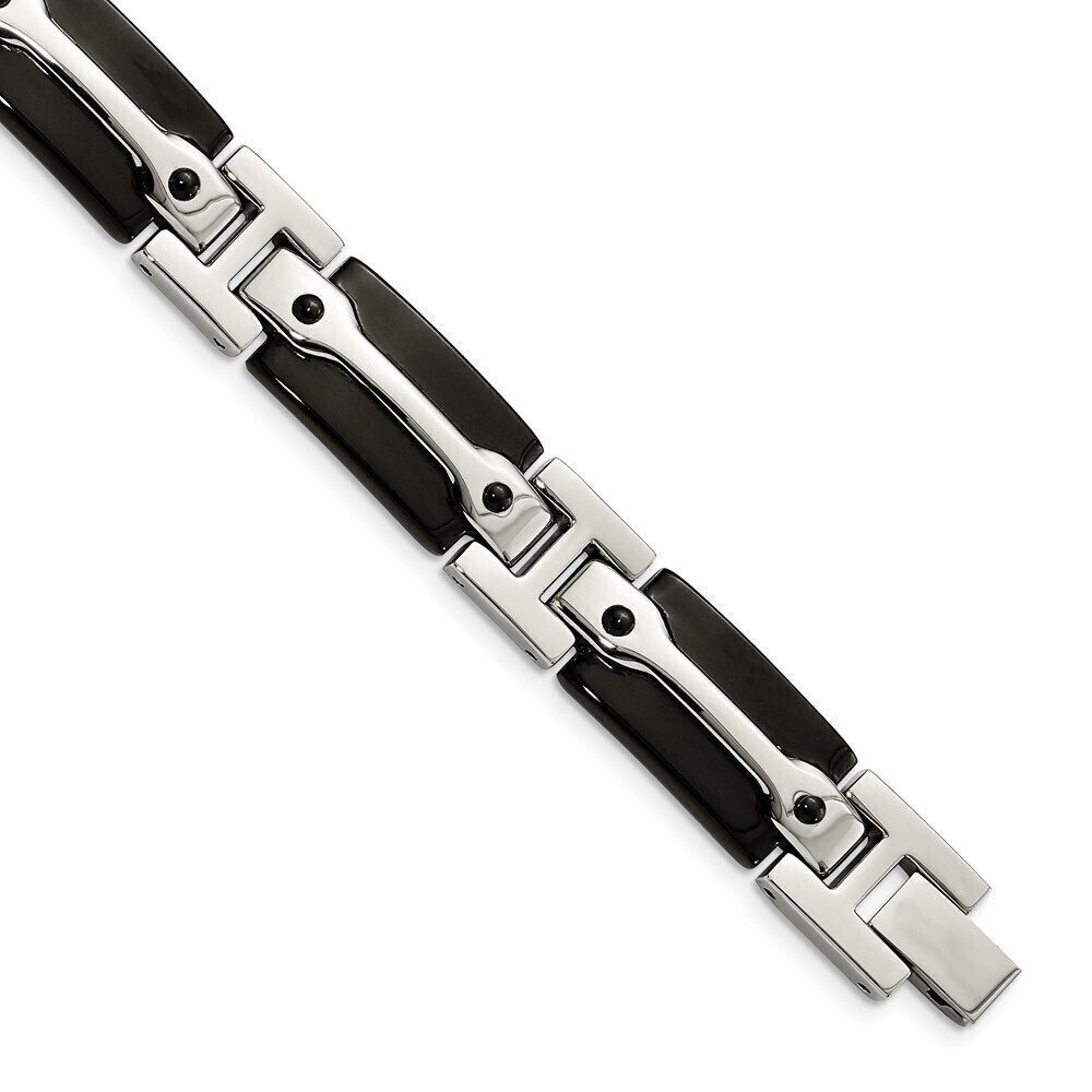 Kazi Luxury Stainless Steel Polished Black IP-plated 9in Bracelet